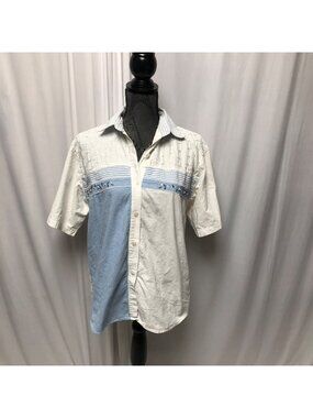 Jane Ashley Floral Colorblock Shirt Womens Size Medium Embroidered Vintage 90s